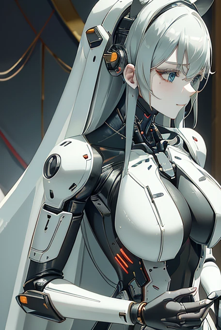 (masterpiece),(Highest quality),(Super detailed),(Best illustrations),(Best Shadow),(Absurd),(Detailed Background),(so beautiful), 16K, 8K, 4K,(Best Shadow),robotization,woman ,big bust,Robot Joint ,Metal skin,Black robot Suit,long hair,a black robot suit that covers the whole body,robot hand,cyber bodysuit,mecha head,(Detailed hands and fingers:1.2),Ball joint robot body,doll joint,beautiful face,beautiful robot girl,robotic eye,robotic hands,(no more human skin),android girl,cyborg girl,F cup, sexy body,(machine made joints:1.2),(machanical limbs:1.1),(blood vessels connected to tubes),(mechanical vertebra attaching to back),(mechanical cervial attaching to neck),no messy picture style,no emotion,tech control,black robot suit,maintenance,smile,antenna