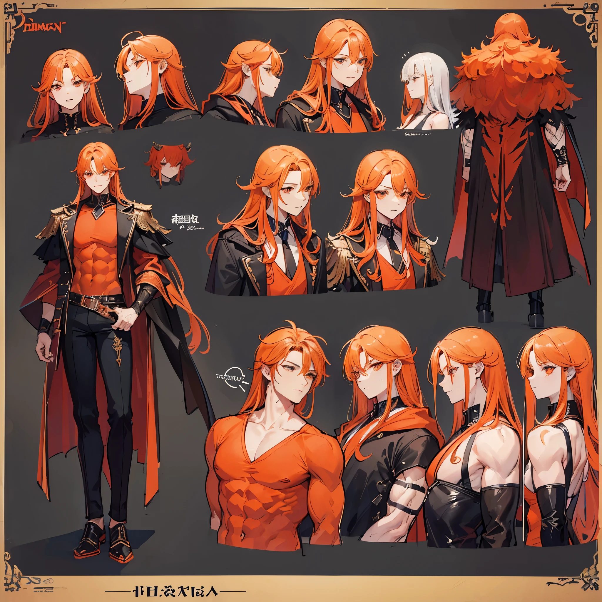 (Masterpiece, best quality), detailed, 1 man, ((character concept art)), ((character design sheet, same character, front, side, back)), full body, body complete, 1 Male angel, 1 Man angel, Detailed face, character design sheet,full bodyesbian, Highly detailed, character sheet, character design, Many parts, dark skin, angel wings, long red hair, angel outfit, muscle male god, male clothes, masculine, muscle man, male muscle, manly, male angel, Muscle male long red hair,beautiful man, beautiful muscle man, abs, pectoral muscle