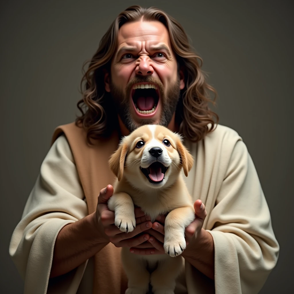 We need such an image in which a bitten dog has scratched the hands and mouth of Jesus and a little blood is coming out from the place where Jesus was killed. This is a high quality image.