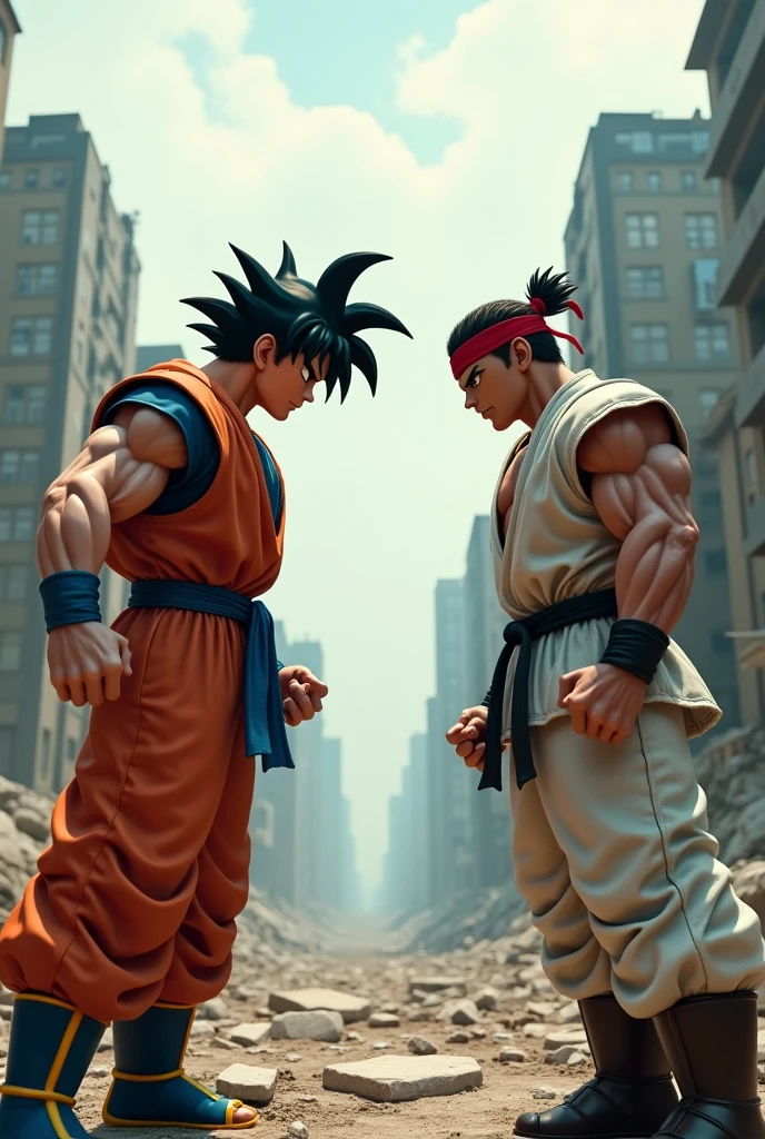 Goku with a deaf man, in a samba circle, playing samba.