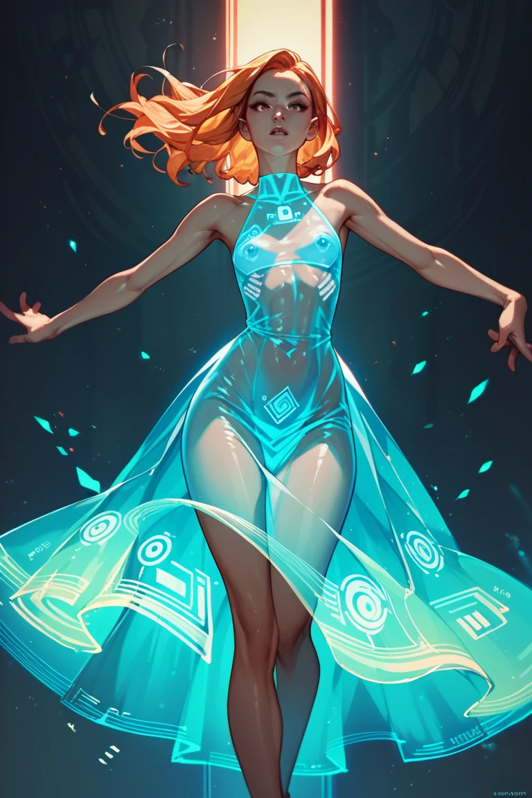 (masterpiece, top quality, best quality, official art, rich details),solo,1girl,nude,full body,glowing long hair,glowing body,transparent liquid clothing,translucent skin,inner luminous body,collar bone,(darkazure background),long hair,orange hair,Light is transmitted from inside the bodyholographic lignt,long exposure,closed mouth,foggy,colored skin,eyelashes,DOF, <lora:luminous body:0.7>, <lora:CandyMagic-22:0.5>
