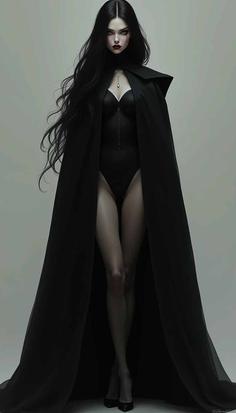 grim reaper, absurdres, RAW photo, extremely delicate and beautiful, masterpiece, Best Quality, ultra high resolution, 32k, hyperrealistic, ultra-detailed, detailed description, pale skin, 20 years old, tearful mole, earring, short medium hair, wavy hair, full body shot,