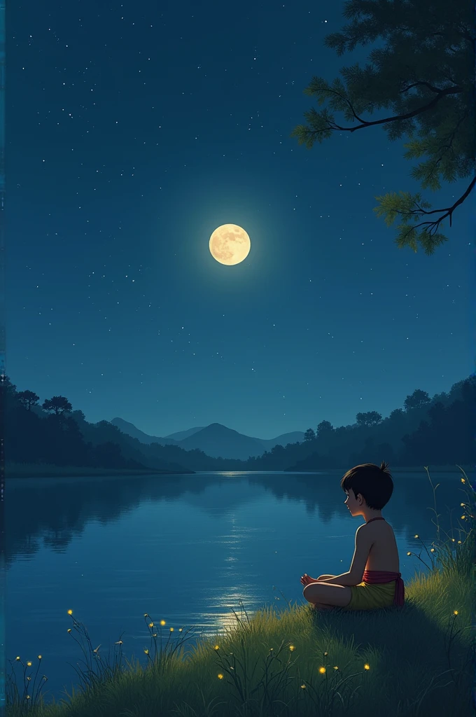 1girl, autumn, autumn leaves, bare shoulders, bare tree, branch, cherry blossoms, closed eyes, evening, falling leaves, fire, forest, from side, full moon, lake, leaf, leaf background, lips, maple leaf, moon, mountain, nature, orange sky, outdoors, palm tree, pine tree, profile, realistic, red sky, scenery, sky, snow, solo, sun, sunset, tree, twilight, upper body, winter