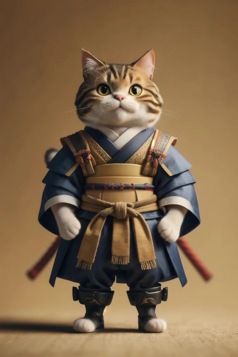 A cat in samurai armor　 standing