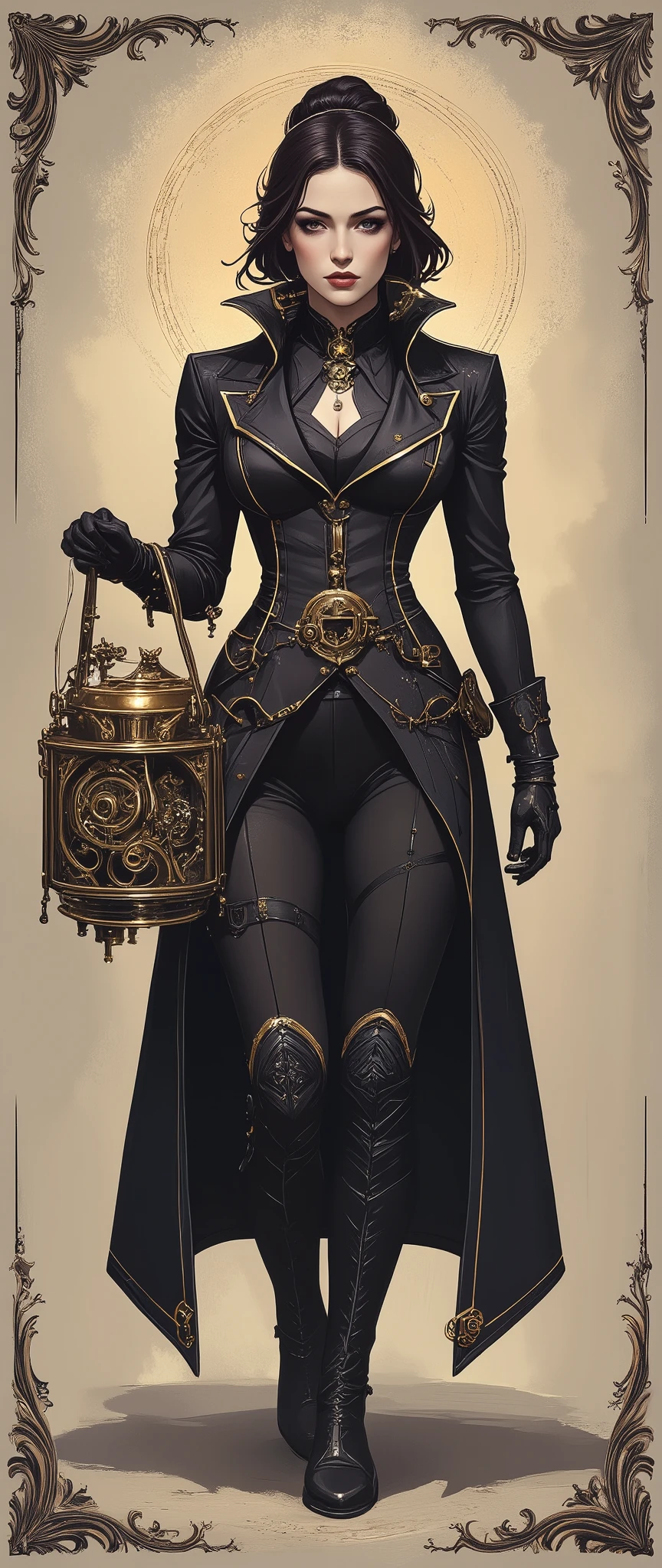 ( best illustrations:1.2), ( masterpiece:1.2 ), ( super detailed), 8k, 16k, wallpaper,( steampunk:2.0) ,Female Explorer, sci-fi , graphic novel , retrofuture, avant-garde ,Steam engine,The evolved vehicle of,mechanical