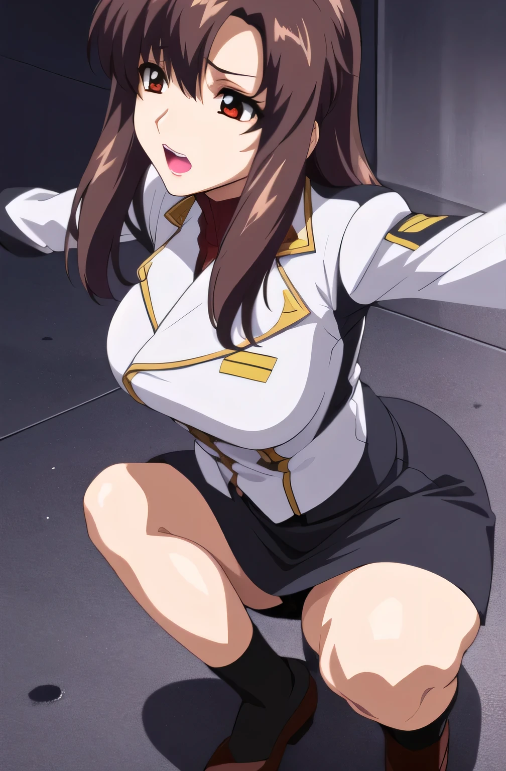 Draw a beautiful face, I need my whole body , try to draw accurately , I can see my black panties , open legs、 high school girl sitting in a gym with raised areolas Expression , please draw my face nicely , business suit, I need my whole body だ , Sad face, Thighs, Knee High Socks , Please draw your face beautifully , Surrounded by tentacles , Anyway, raise your arms ,Tentacles bind the arms , Sad face, ,40 years old, ,Big Breasts,uniform , の下半分 where I can see my black underwear , , fear, , Expression {x} where I can see my black underwear , micro mini skirt ,
Front hair,tea _hair, length_hair,red 目,lipstick,Compensate,
1 girl, , Highly Detailed CG 、