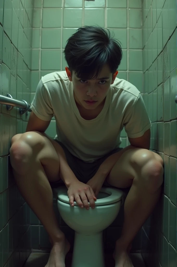 Indonesia guy pissing himself in fear