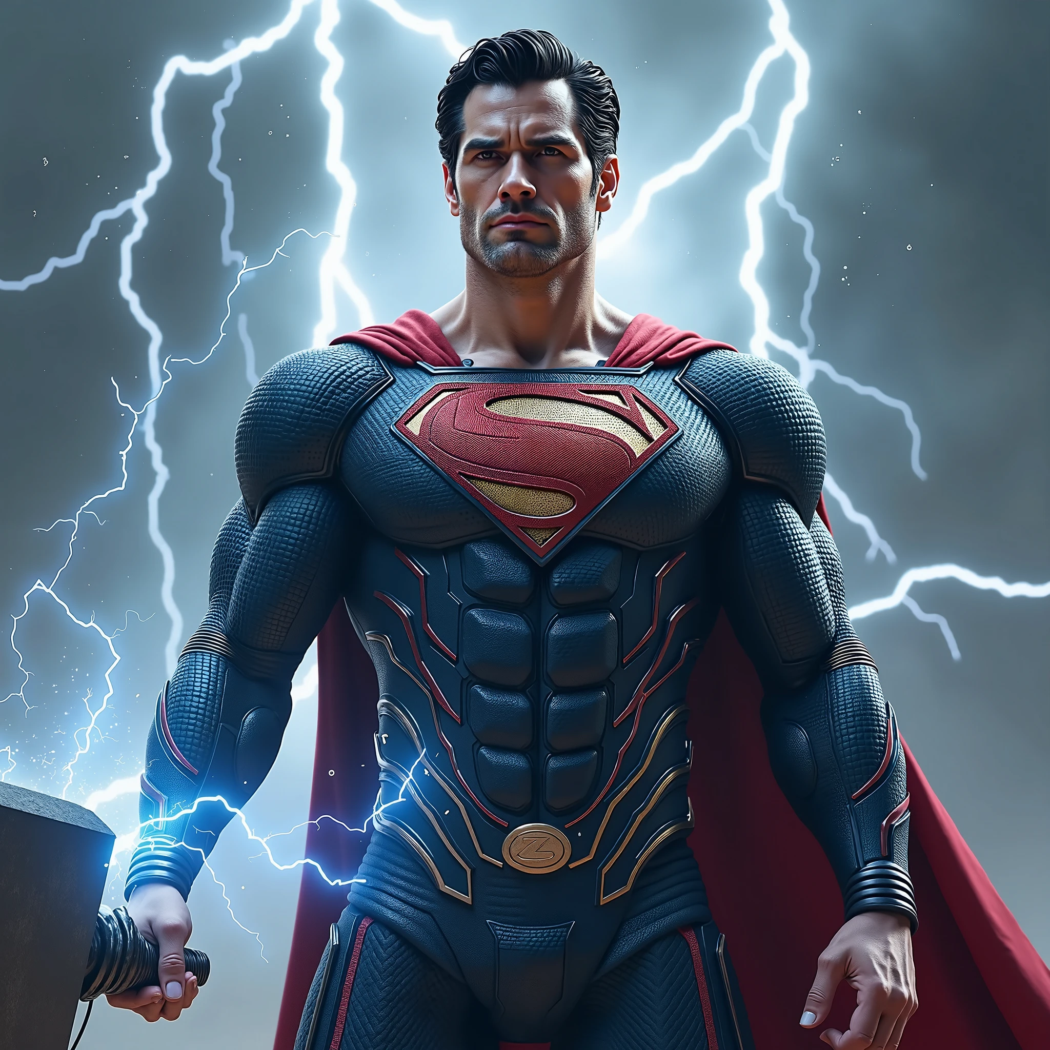 Superman helped someone and after superman
confidence face and confidence body style ., and background lightning