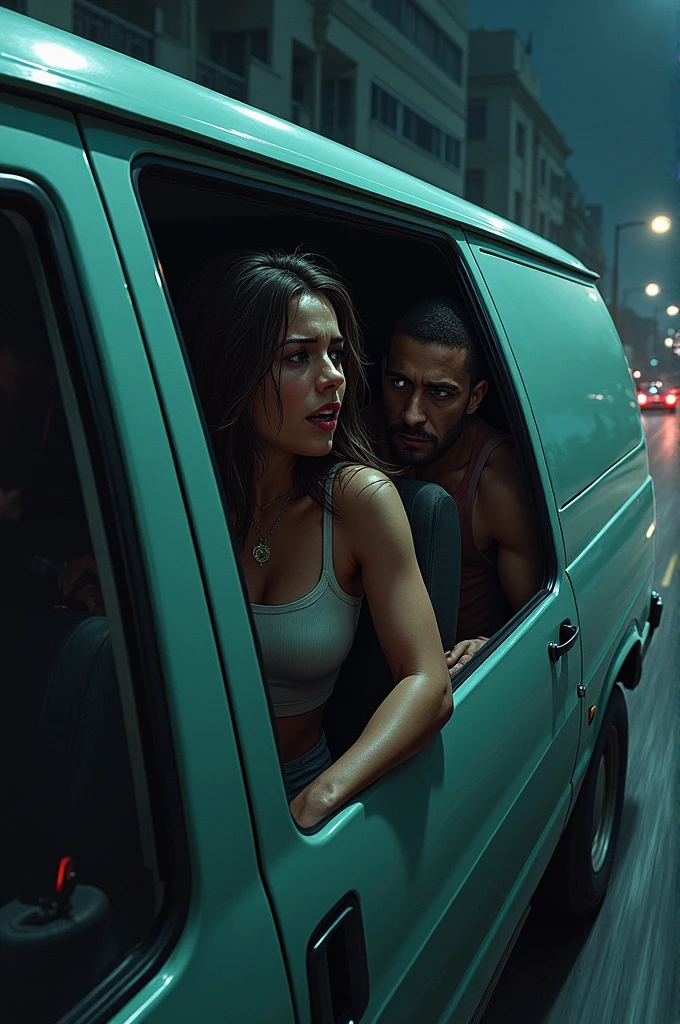 (photorealism:1.2), in black Mercedes men force fully get girl in the car and he put her hands on her mouth