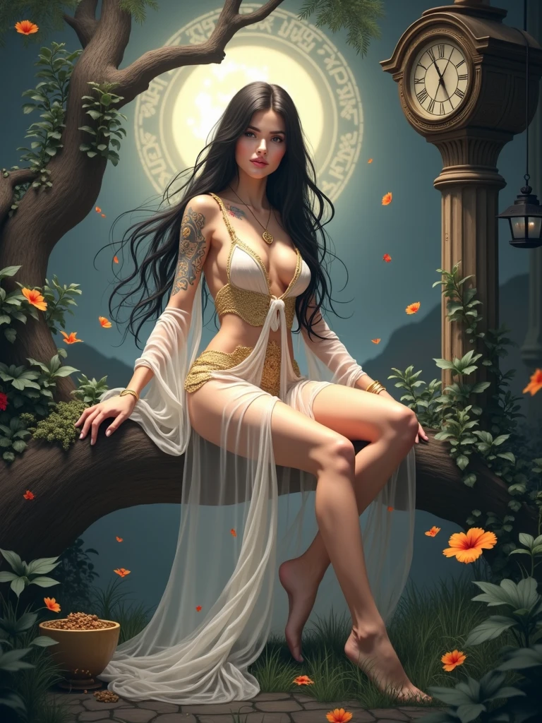 3D abstract shape of an intertwining of wild flowers and a sleeping woman with long brown hair, foliage and flowers combined, black light emitting background, black liquid pond background, full female body, high relief, splash, bronze hummingbird, lady sleeping, full body, colibri, tunic fused in water, wet skin, transparent robe, translucent robe, Latina brunette woman with black bra