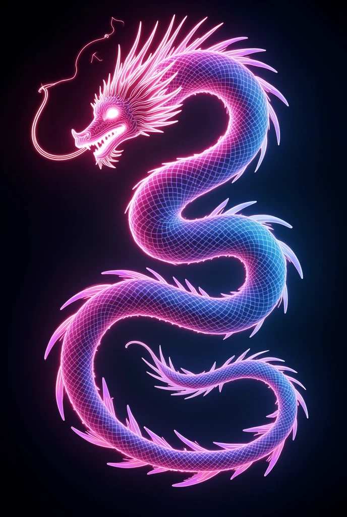 Intense blue dragon chicandk dense pink smoke