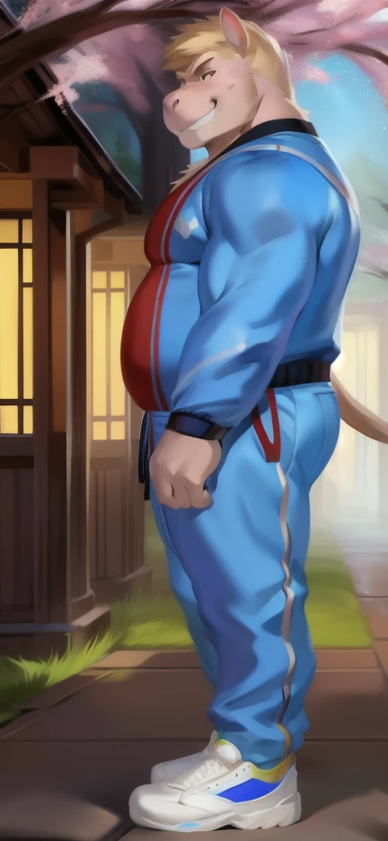 ((high aesthetic)), highly rated, absurdres, absurd resolution, highres, high resolution, best quality, masterpiece, 1boy, ((solo)) handsome young man, messy orange hair, gray eyes , (wide hips:1.5), hyper fat belly, thick thighs,(fat!!) , Chinese clothing, (Fat breasts) Yokohama city, bench --auto --s2