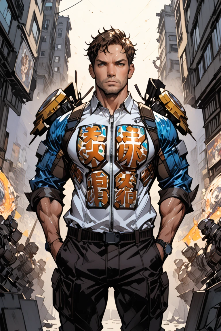 mecha ::Bottom, mixed language_text, Japanese graffiti letters, , Excellent lighting, side lighting, perfect ending :: comix style by joe madureira :: circular pieces of white metal glued to the ultra detailed arms giving off a sparkling shine, perfect and detailed, ultra detailed shirt with abstract design and Japanese graffiti lettering print on the sides of the garment, image of garotas with big breast, Banksy Art sticker, butterflies, , alm, Illustration digital, Comic style, , centered, Approaching perfection, dynamic, Highly detailed, watercolor painting, art station, conceptual art, suave, sharp focus, Illustration, arte de Carne Griffiths e Wadim Kashin
