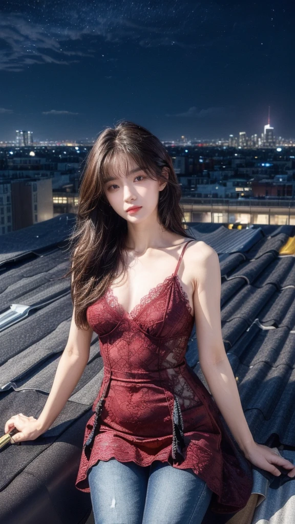 ((((8k))),((Extremely meticulous CG)) ,(wallpaper),16k,((Extremely refined and beautiful)),(((Masterpiece))),(((best qualtiy))),(((Ultra High Resolution))),beautiful light up,Perfect lightning,realistic shaded,[A high resolution],(Smooth and flawless fair skin:1.5),(pale skin:1.3),Extremely exquisite facial details,(perfect body:1.1),ultra-detailed,A beautiful girl,solo,small head,(medium-length hair:1.1),((bangs)),(messy hair:1.2),(confused eyes:1.2),small face,Exquisite makeup,(huge breasts:1.5),towering chests,slim,thin,happy,(smile:1.2),(red lace dress:1.3),(thighs),(slender legs:1.2),(pantyhose:1.2),(high heels:1.2),(night scene:1.5),(Beside the street:1.5),(At the entrance of the massage parlor:1.3),(Pink neon lights:1.2),(detailed background:1.5),(arms behind back:1.3),(standing:1.3),(upper body:1.2),(from front:1.3),(Surrounded by crowded crowds:1.5),(winter)