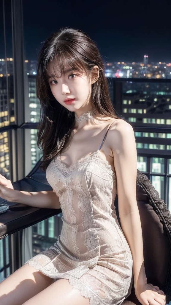 ((Realistic lighting、top-quality、8K、​masterpiece:1.3))、Clear focus:1.2、NSFW:1.6,nudde:1.5、1girl in、perfectbodybeauty:1.4、Slim abs:1.1、dark-brown eyes、((dark brown hair、middlebreasts:1.2))、(Acceleration:1.4)、Slender face、Looking at the camera、(24 year old:1.3)、hyperdetailed face、A detailed eye、二重まぶた、a necklace、eye line、lying back on、Open your legs、outside of house、skyscraper、On the rooftop、