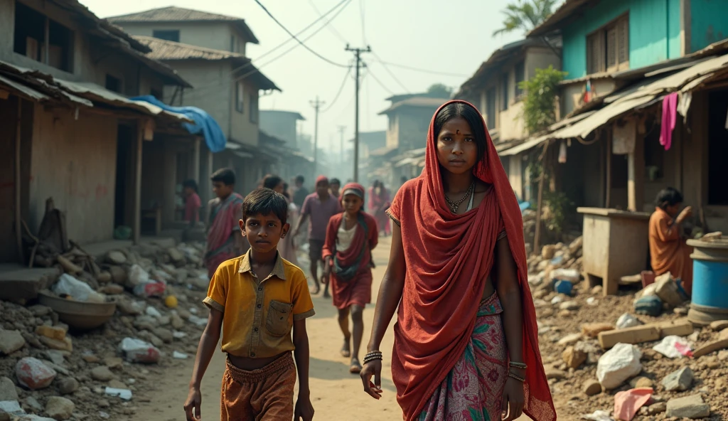 Dacoits carrying away children and women