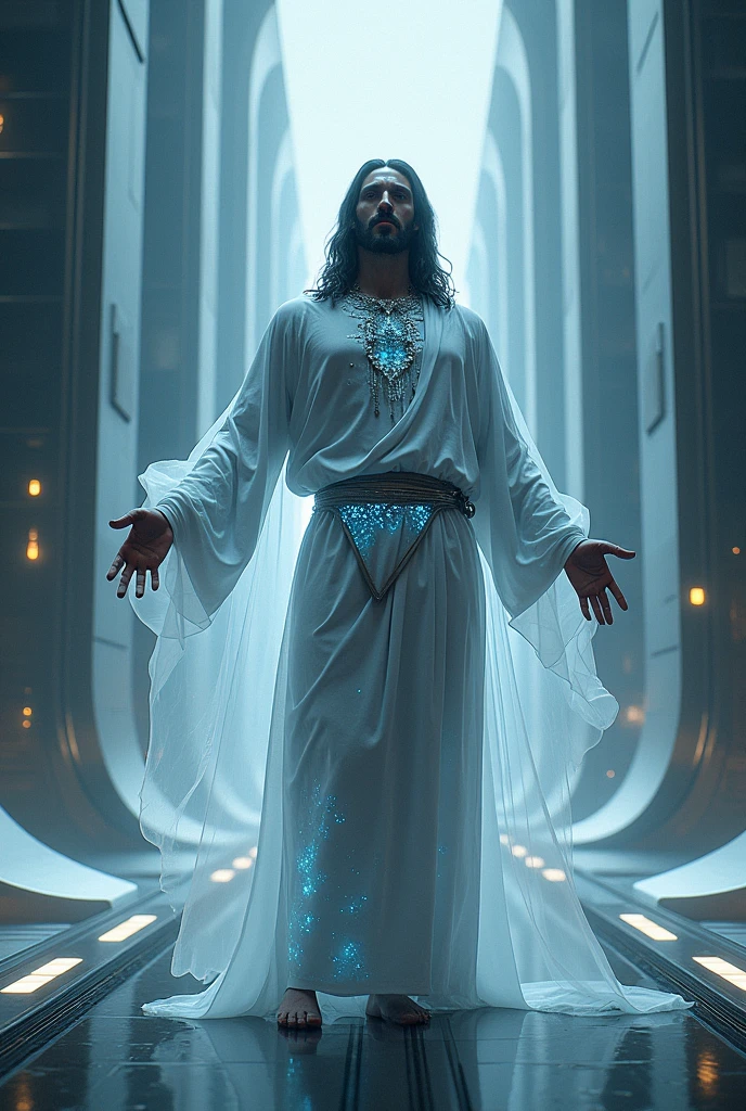 A cinematic medium shot of Henry Cavill with medium hair and beard as Pre-retcon Beyonder in the MCU. He is floating in black space with some stars far away and is facing towards to us while we can only see his side face where he gives a villainous laugh with a villainous facial expression. He has a non-muscular build and for his outfit The Beyonder wears long, flowing robes made of a white material that seems to shimmer and shift like the fabric of space itself. The robes are primarily deep white, with hints of starry constellations scattered across them. The edges of the robes glow faintly with a black or purple energy, as if the fabric is charged with cosmic power and around the Beyonder, several small, glowing orbs float in the air, constantly in motion. These represent the Beyonder’s control over the fundamental forces of the universe and give a sense of their boundless power and the Beyonder's eyes glow with a piercing white light, and their entire form is surrounded by a faint, shimmering aura that pulses with energy. The aura occasionally crackles with energy, hinting at the raw power within.He wears no cape.Make Henry Cavill look more angry and psychotic and realistic.
He is soaring over the earth since he is very large and having two planets in the palm of his hands.

