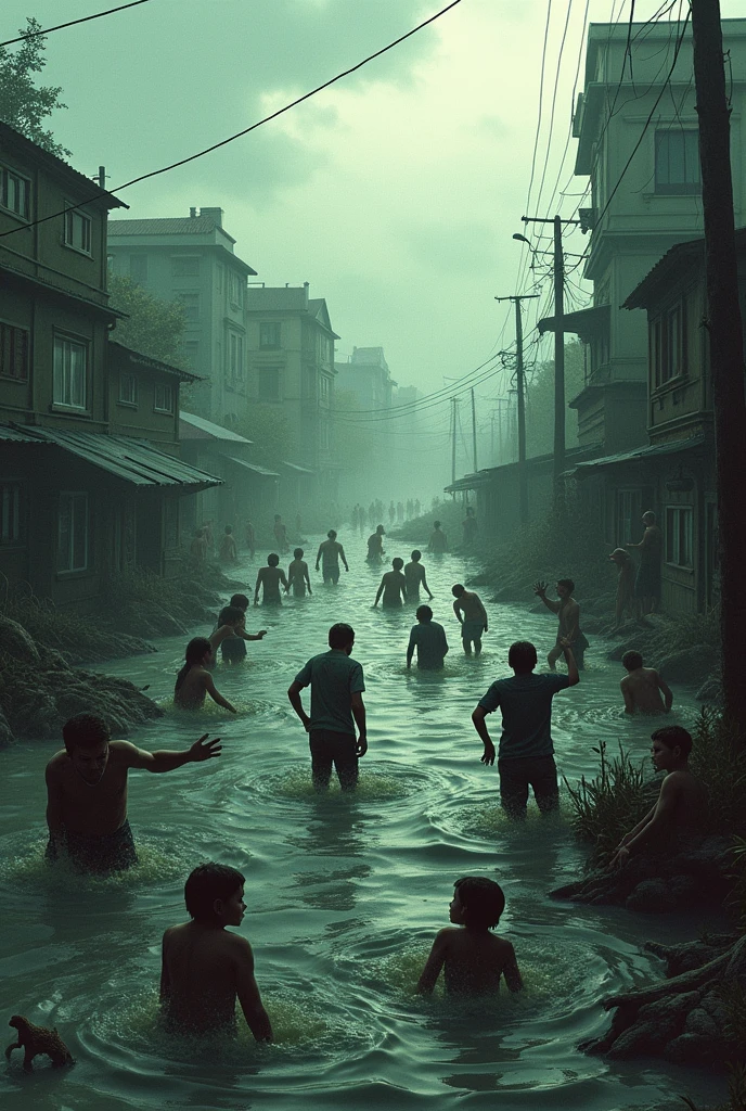 Flood,adverse effects on the environment,because of human activity caused flooding