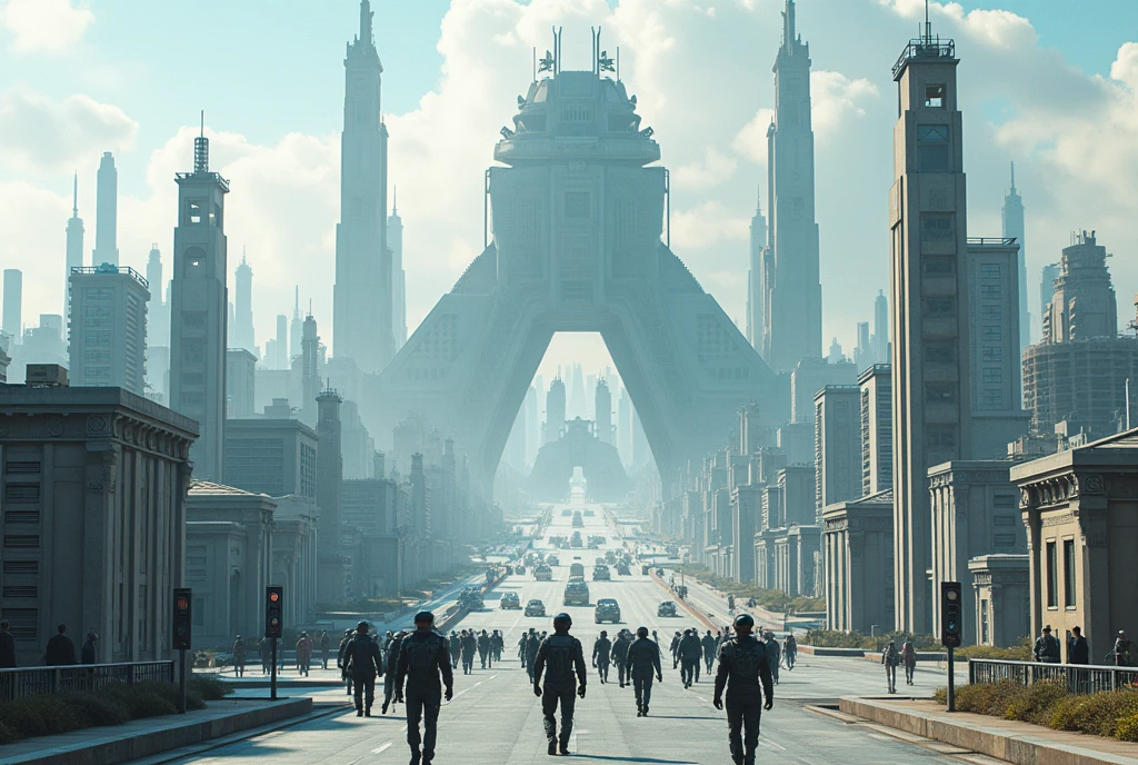 arafed image of a large group of alien heads in a city, in metal hurlant, in-game cinematic, in the foreground paris, russian opposition rally, inspired by H.P. Lovecraft, squids, where everyone is an npc, dark grey robes, below is the crowd, beds of shadows --auto --s2