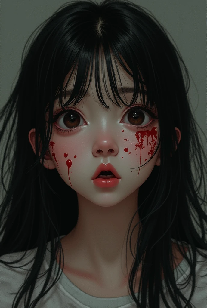 Highest quality, masterpiece, look up, cute,(Horror),(((少女の美しいzombie))),((zombie)),((This girl is dead)),(Being attacked),Trying to bite,(((Bleeding,Injured))),(((Shedding tears of blood))),((Bloodbath)),((口からBleeding)),((Covered in blood)),(A body covered in wounds),((zombieに身体中を噛みつかれた)),((Sexy)),(sexy),((Small breasts)),(),(Middle scurbation))),((semen)),Beautiful Style,(((Lower body exposed))),(((Pale skin))),((Sensual look)),Sexy表情,Expressions of delight,((fearと快楽の表情)),((Ahegao)),(Dark atmosphere),(Dark atmosphere,fear),((Dim lighting))