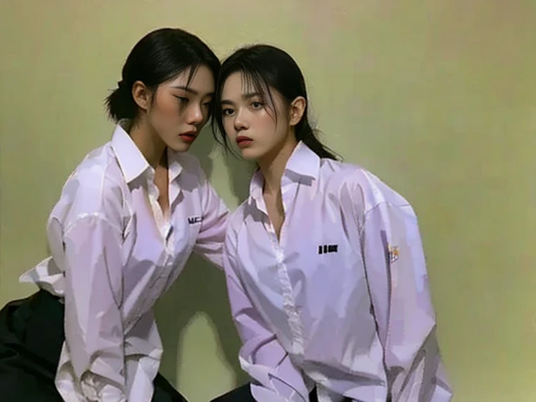 2 female soldiers in a fight scene using a keris, white shirt costumes, dark night background, lots of smoke effects below, 28mm lens, shooting, muted color gradations, cinematography cinematography effects, thriller movie scenes, action mood,