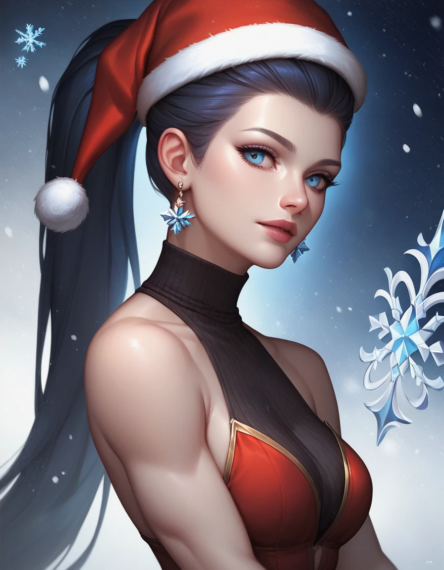 (Best quality:1.2), 1 girl, vibrant colors, dreamy lighting, detailed floral background, evil smile, alone, ponytail, star-shaped hairpin, black feather hairpin, nail art