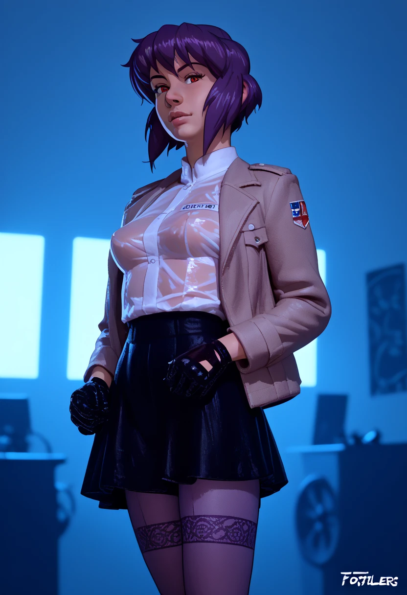 NSFW render of motoko kusanagi hentai scenes. motoko is alone in a dark and wet parking garage. she is wearing her tan military dress uniform. tan jacket, white undershirt, red dit, skirt, pantyhose. . author: (fossa666:1.5)r (taran fiddler:1.5),\ (pixel sketcher:1.4) masterpiece, detailed Bonifasko lighting, [crepuscular ray], best details, real life, depth of field, detailed background ; dim lighting, flashlight lighting, solo, . . ,female, (motoko kusanagi ), (\), ,, (motoko kusanagi:1.2), seductive walk, femme, genitals, , medium breasts, clear details, (, realistic sweaty skin textures, translucent body, you can see under her skin, , ,s, stand alone complex, various poses, ,, gloves, stockings, 1girl, one girl, 1girl, solo,
