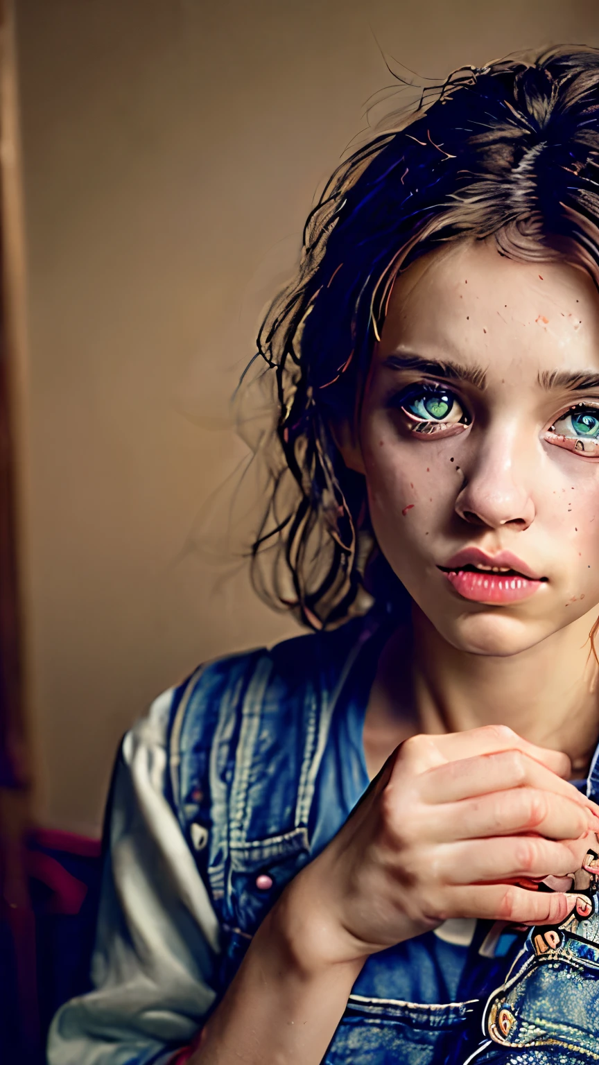 (handjob, cum on hands, cumfacial55:1.331), Loraine Wirth:1.331, photo of a teenager and homeless girl (dressing in old torn clothes:1.21, anxious:1.21, threatening  background:1.21, looking the camera::1.21, (shy), messy hair, very detailed face, beautiful eyes, adorable, sad eyes, stunningly beautiful, (Rembrandt Lighting), zeiss lens, ultra realistic, (high detailed skin:1.2), 8k uhd, dslr, Dramatic Rim light, high quality, Fujifilm XT3,