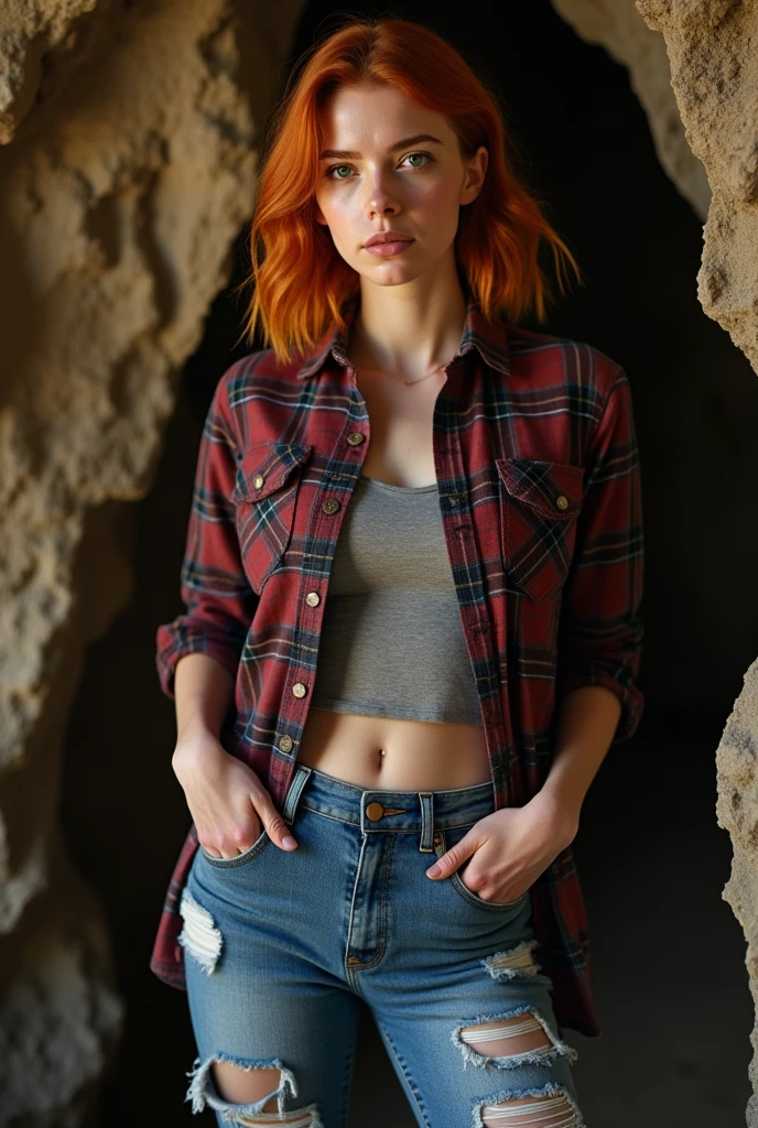 Allison Scagliotti, reddish hair, cowboy shot, bobcut