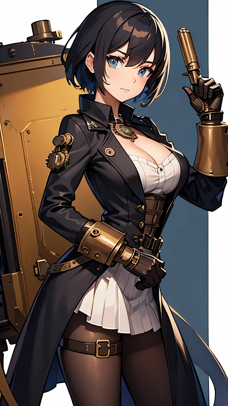 Digital Steampunk World, a female sweeper full of optical gimmicks