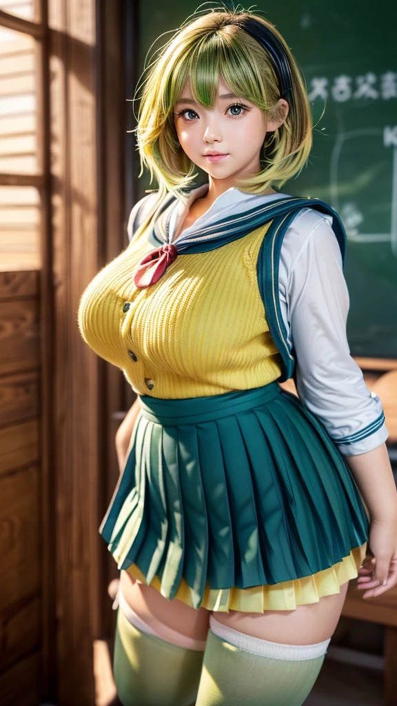 (ultra realistic,32k,RAW photo:1.1),(high detailed skin:1.1), 8k uhd, dslr, high quality, film grain, (makeup, mascara:1.1), lips,(thick\lips\),
(shiny glossy translucent clothing:1.1), <lora:Mion3:0.7>Mion Sonozaki, green hair, green eyes, ponytail, white shirt, red necktie, yellow vest, red skirt,, <lora:add_detail:0.94>, huge breast, (upper body:1.2)
Standing with arms stretched out,
(busty:1.1) , (chubby:0.1),(backlight:1.2),<lora:LowRA:0.4>, dark theme, A very dirty and littered place.