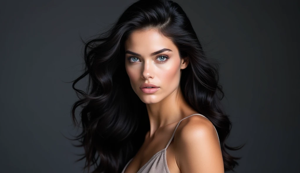 (best quality,4k,8k,highres,masterpiece:1.2),ultra-detailed,(realistic,photorealistic,photo-realistic:1.37),portrait,dark-haired woman,woman in black dress,posing for a picture,gorgeous woman,[Megan Fox],beautiful mountains,furious woman,women with black hair,sexy woman,seductive and powerful,(Karol Bak:1.1),(UHD:1.1),photo of beautiful woman,wonderful dark hair,windblown dark hair,sexy girl with dark complexion,fantasy woman,long windblown black hair,vivid colors,dramatic lighting