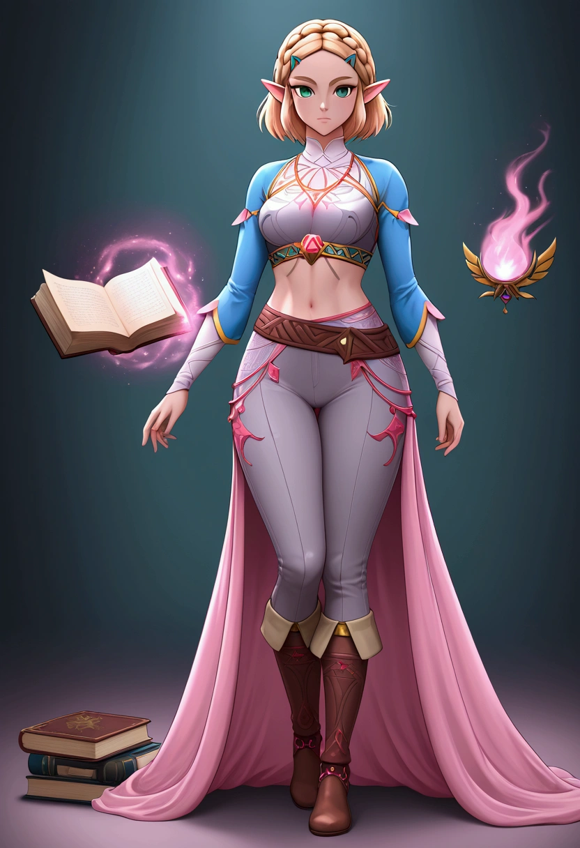 Mulher Fada magica , com pouca roupa, sorriso, magic book in hand, sexy.