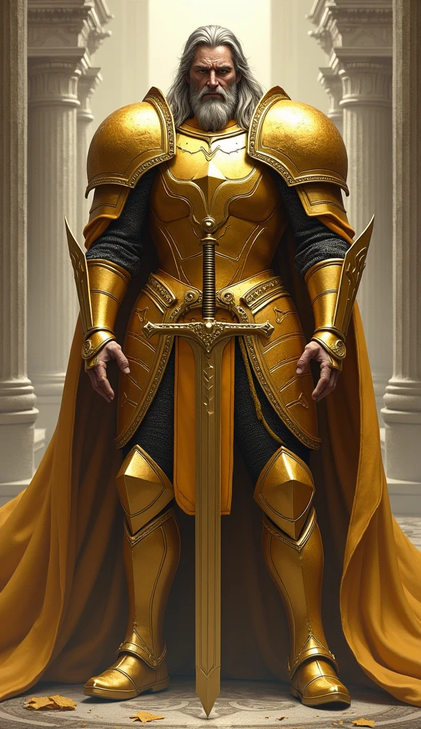 Dokho golden knight of pound full body well defined details on face hair arms hands torso legs front feet 
Surprise me that art ia 