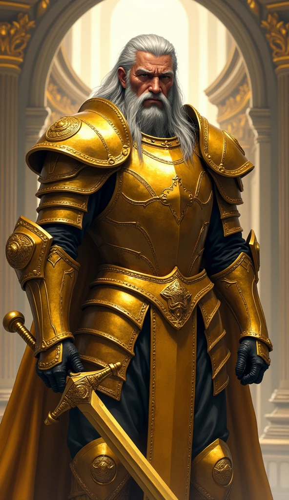 Dokho golden knight of pound full body well defined details on face hair arms hands torso legs front feet 
Surprise me that art ia 