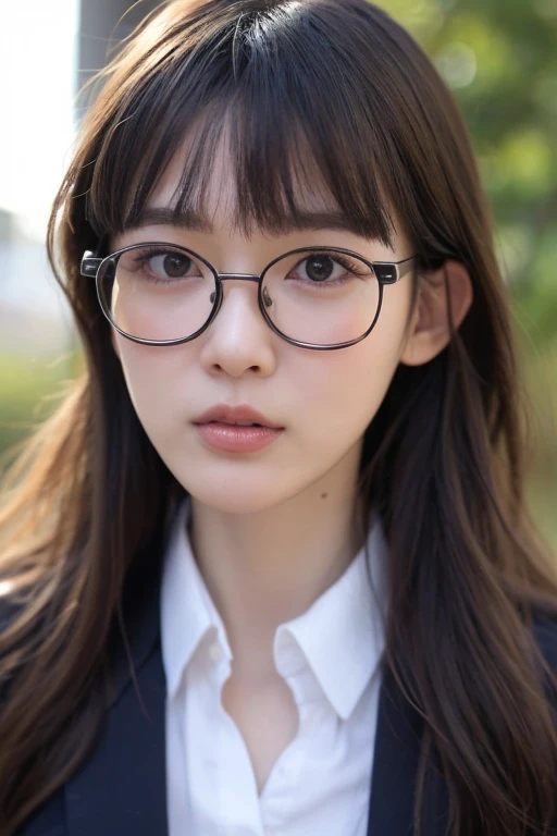 Many wrinkles, (High school uniform)、full body:1.4,open mouth,,Best quality,masterpiece,ultra high res,photorealistic,1girl,morning park,very sexy pose, ((Glasses:1.3))、 (((25years old:1.3)))、full body,very too much small eyes、orgasm face:1.2、Watch viewers、Very slender :1.6、Eyes are close:1.2、
No tear bags:1.5、(((Pale skin)))、
bangs, Very slender 、((Glasses:1.3))、Very thin face、Thin Nose、Very high nose、Very very narrow eyes、Thin lips、Long curly hair:1.6、 thin bangs :1.3、No cheekbones,very narrow eyes、The corners of the eyes are raised,too much small face、