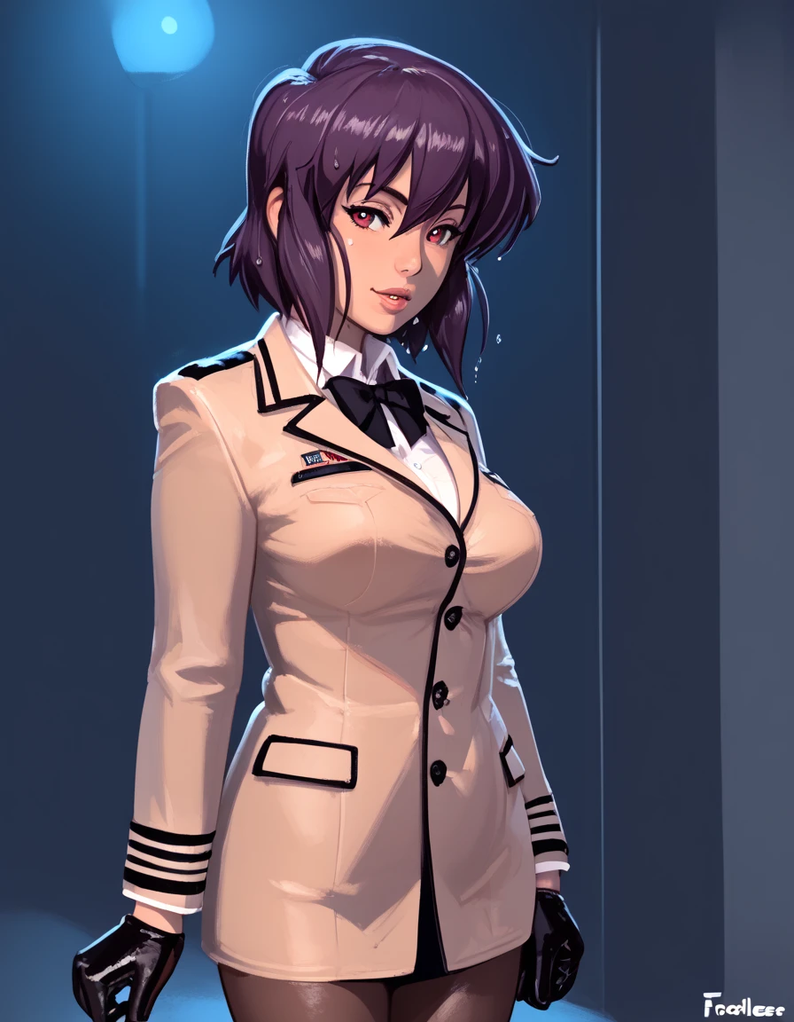 NSFW render of motoko kusanagi hentai scenes. motoko is alone in a dark and wet parking garage. she is wearing her tan military dress uniform. tan jacket, white undershirt, red dit, skirt, pantyhose. . author: (fossa666:1.5)r (taran fiddler:1.5),\ (pixel sketcher:1.4) masterpiece, detailed Bonifasko lighting, [crepuscular ray], best details, real life, depth of field, detailed background ; dim lighting, flashlight lighting, solo, . . ,female, (motoko kusanagi ), (\), ,, (motoko kusanagi:1.2), seductive walk, femme, genitals, , medium breasts, clear details, (, realistic sweaty skin textures, translucent body, you can see under her skin, , ,s, stand alone complex, various poses, ,, gloves, stockings, 1girl, one girl, 1girl, solo,
