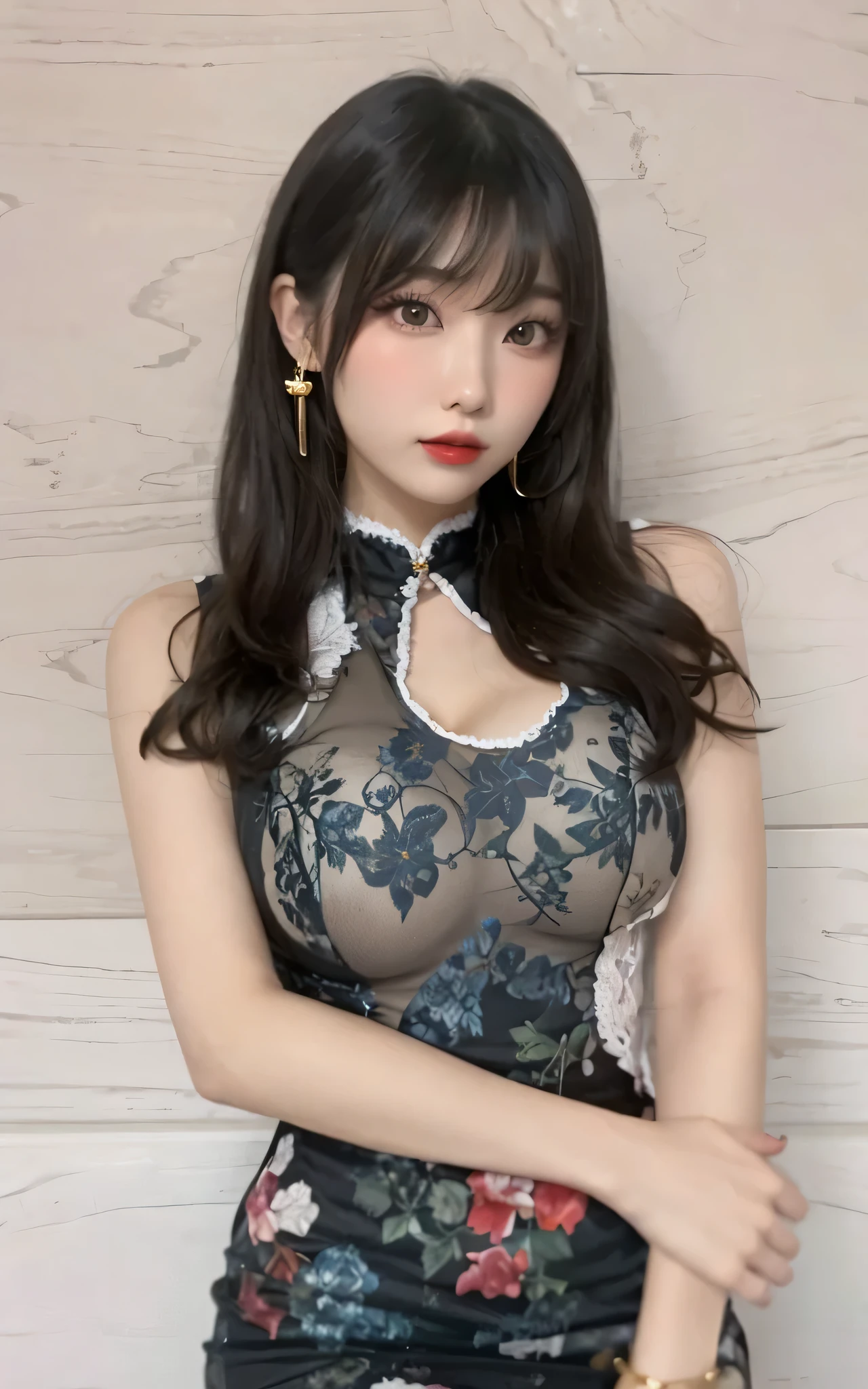 ((top-quality、masuter piece:1.3))、２０1 year old girl、Beautiful girl emphasizing slender abs:1.3、(Random hairstyle、huge-breasted:1.2、constricted hips)、Wet string clothes:1.2、hyperdetailed face、A detailed eye、二重まぶた、barechested、Full body like、A sexy maid、((Recurve the body、barechested、See-through maid clothes))、a wet body、((barechested、Hide the pubic area with your hands、Nankoku Resort、Beautuful Women))、Hide the pubic area with a string、Beautuful Women
