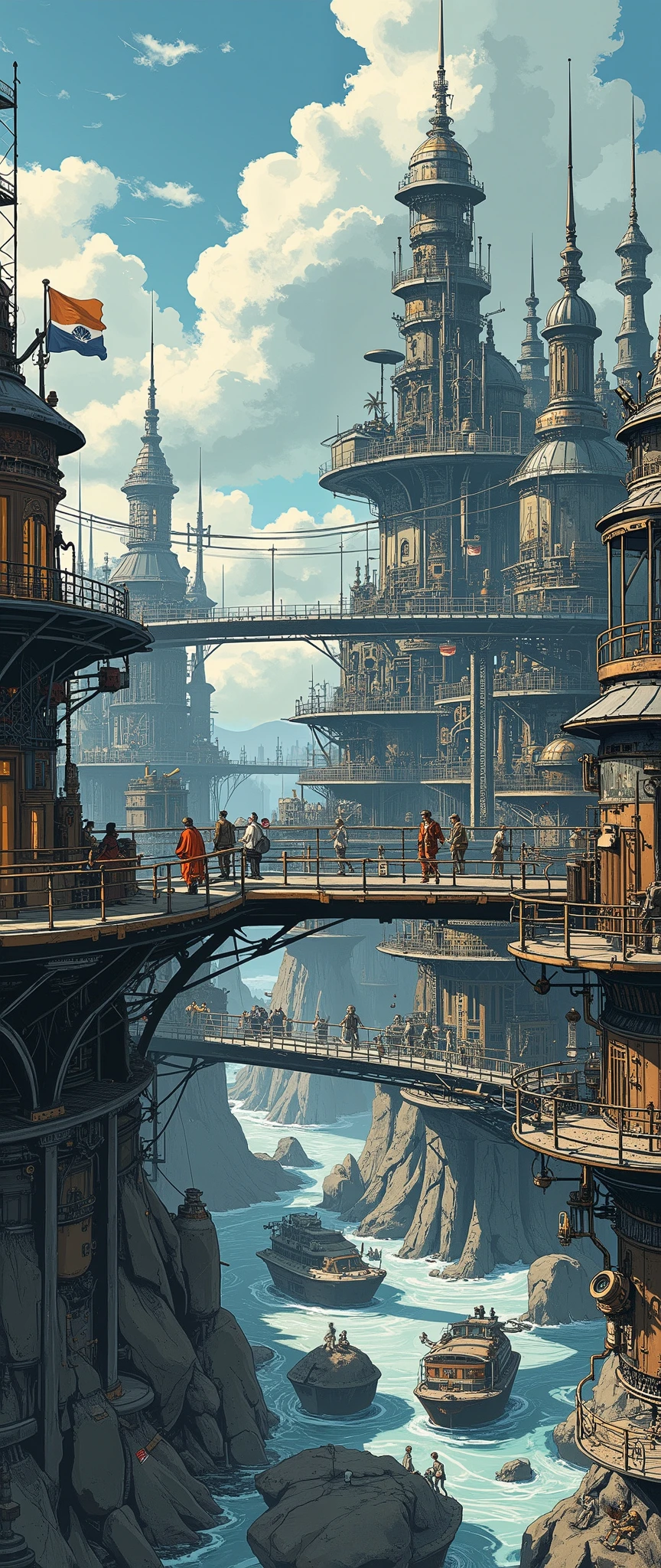(masterpiece:1.2,Superior Quality,Mirror finish, cinematic experience , best illustrations :2.0, super detailed.2.0),16k, wallpaper,( steampunk :2.0),(Fictional cities :2.0),(Well-developed steam engine :2.0),( advanced mechanical civilization city:2.0),( anime artwork ),( dynamic:2.0),(Spectacular scenery:2.0), retrofuture,Science fiction,(Victorian and Edwardian atmosphere:2.0),(From below:2.0),( depth of field)