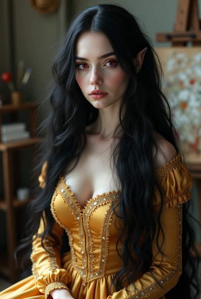 (((The best quality)), ((Masterpiece)), (detailed), Perfect face, hyperrealistic, Athletic woman,faithful vampire, beauty vampire, Big , redhead,long hair,wavy hair, dressed casually, green eyes, eyes with deep look, attractive smile, nerd, ((The best quality)), ((Masterpiece)), (detailed), Perfect face, hyperrealistic, Athletic woman, high detail body, wide thigh, thin hip, faithful vampire, beauty vampire, redhead,long hair,wavy hair, dressed casually, eyes with deep look, sensually open mouth, nerd, elegant, chain, bracelet.