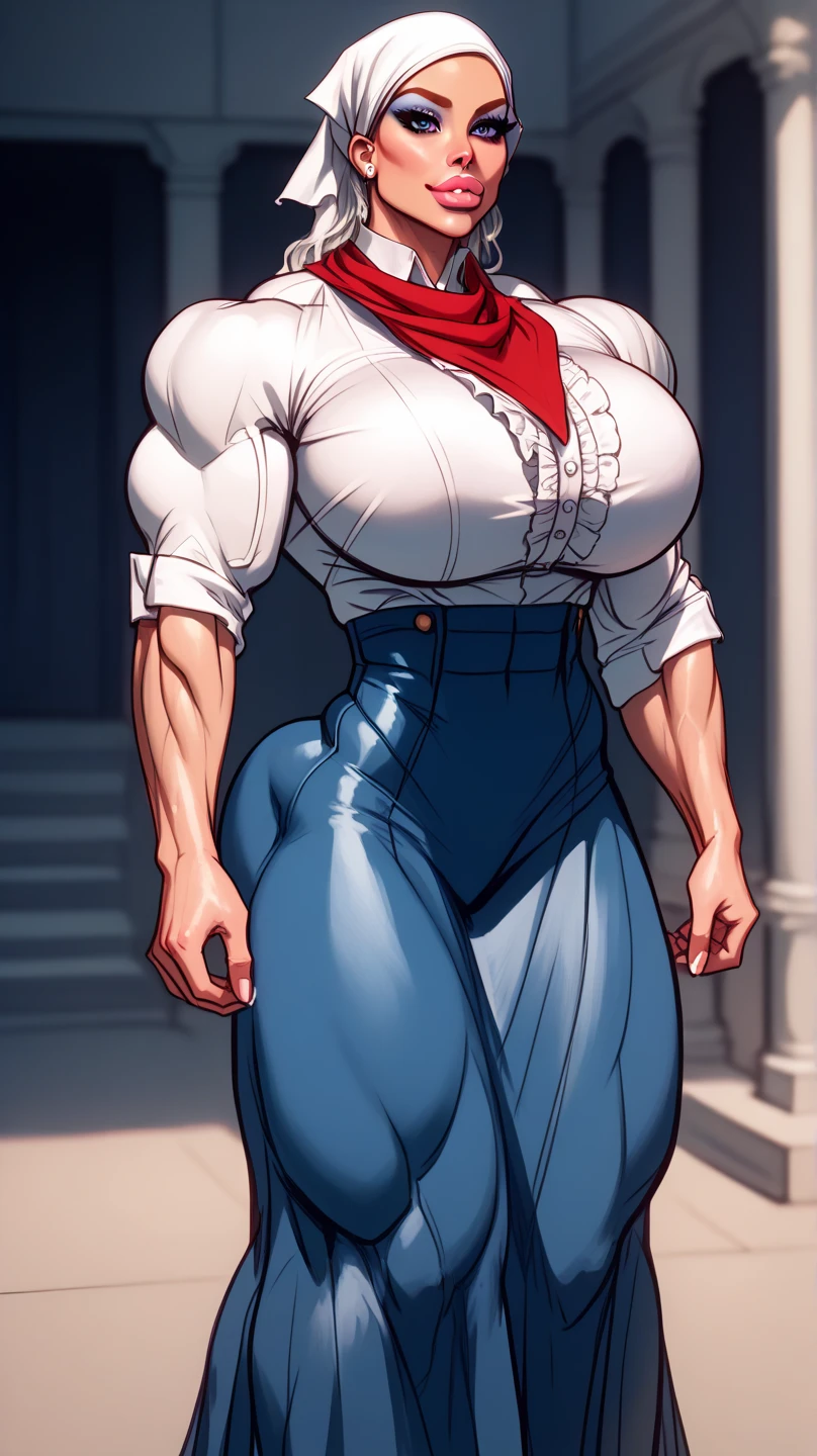 Color sketch, hypermuscular 19 yo portuguese woman, simple peasant girl ...