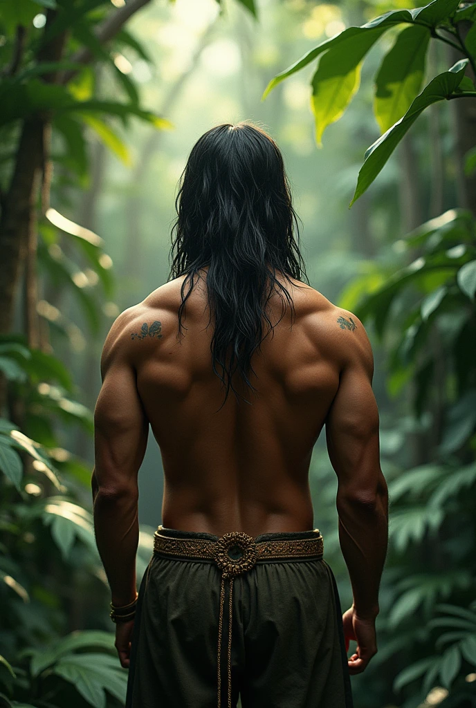 , Indigenous, red paint on the body, hairless, standing backwards, cocked ass