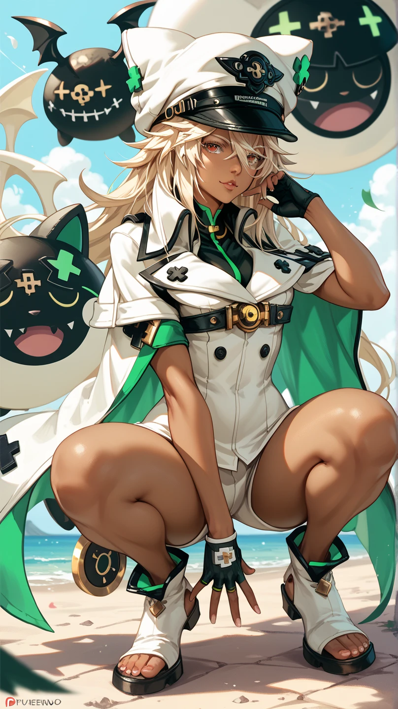 Sexy ramlethal de guilty gear, UHD,  de fondo una playa, de noche, full body