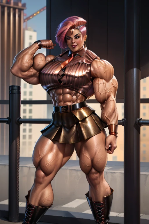Detailed face, neat face, 8 K, HQ, art station, ((full body)), 8 life, tall, long legs, ponytail, black hair, beautiful face, 35 year old western woman, weight 95kg, tall 185cm, model standing, right hand on hip, qi-pao, cheongsam, dragon pattern, gold embroidery, blue cheongsam, sleeveless, legs visible through slit, (knee-length long boots), (black leather long boots), (pin heel boots), ((Strong physique like a male bodybuilder)), raised muscles, protruding muscles, ((Muscular thick neck)), split abs, blood vessels protruding from the arms, thick blood vessels protruding from the thighs, model photo session, flaunting muscles, showing off monstrous power, muscular! !! , bodybuilding, holding a weapon in one hand, underarm hair