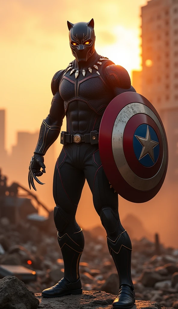 Black Panther mixed with Captain America 
