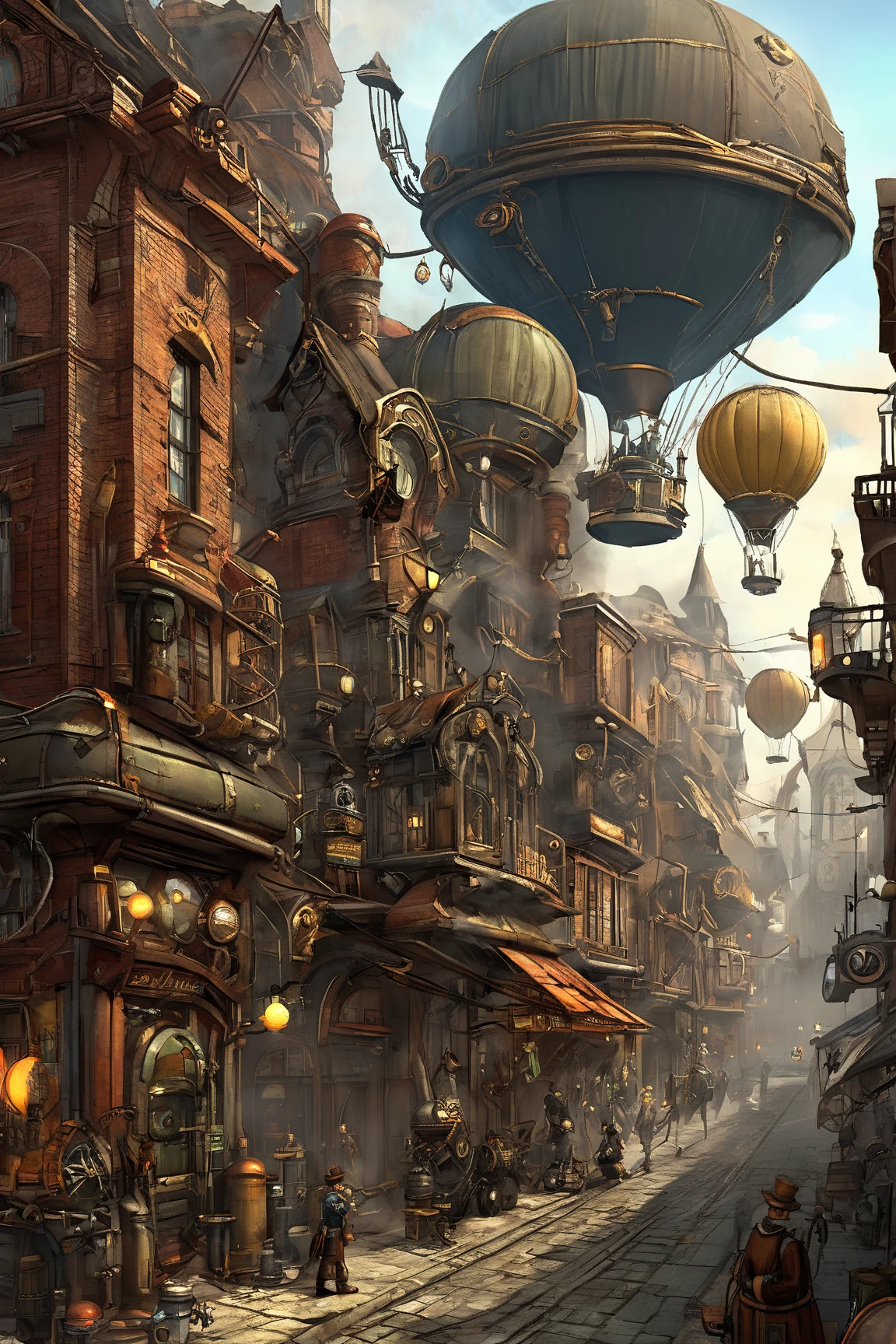   Streetscapes of Steam and Machines , Steam from Pipes , Late Afterlife Marauders  , post world explorer,     senior concept artist    , post world,   Interesting Character Designs  ,   ,   High Definition Steampunk Designs  ,   Amazing Steampunk City Designs , post world style, concept art ,   Video Game Art  ,  Cowboys at the End of Life  ,   Video Game Character Concepts 、 Flying Steam Balloons , Mix of 19th Century and Steampunk ,big wheel steam car