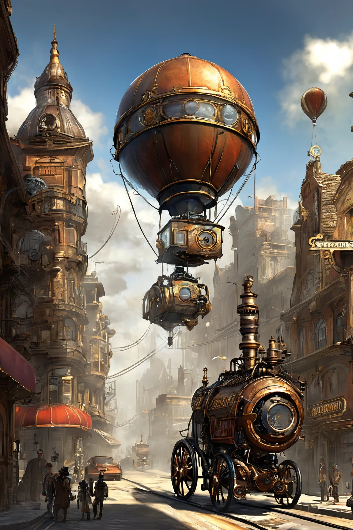   Streetscapes of Steam and Machines , Steam from Pipes , Late Afterlife Marauders  , post world explorer,     senior concept artist    , post world,   Interesting Character Designs  ,   ,   High Definition Steampunk Designs  ,   Amazing Steampunk City Designs , post world style, concept art ,   Video Game Art  ,  Cowboys at the End of Life  ,   Video Game Character Concepts 、 Flying Steam Balloons , Mix of 19th Century and Steampunk ,big wheel steam car