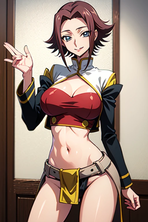 Karen from Code Geass, standing, Big Breasts, nsfw,short hair, sticks out his tongue ,, smile, best quality,loincloth