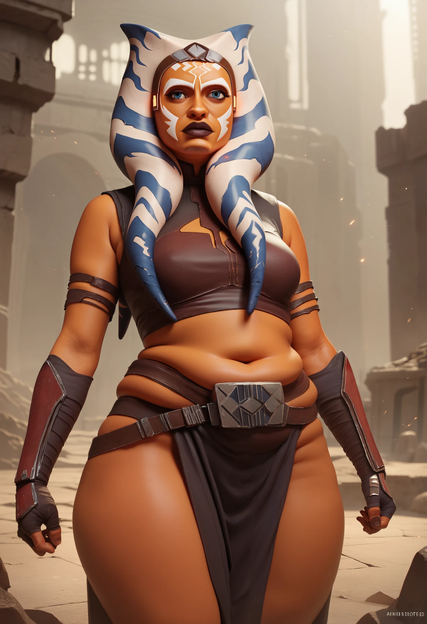 1girl, dark-skinned female, red hair, big breasts, brown eyes, asian face, double bun, facing viewer, abs, thic legs, open legs, cintura, lenceria deportiva, sports bra, you can see the shape of the nipple in the bra, panties, headband, collarbone, navel, standing, whole body, cleavage, cyberpunk, open hospital,(insanely detailed, beautiful detailed face,beautiful detailed eyes, masterpiece, best quality)
