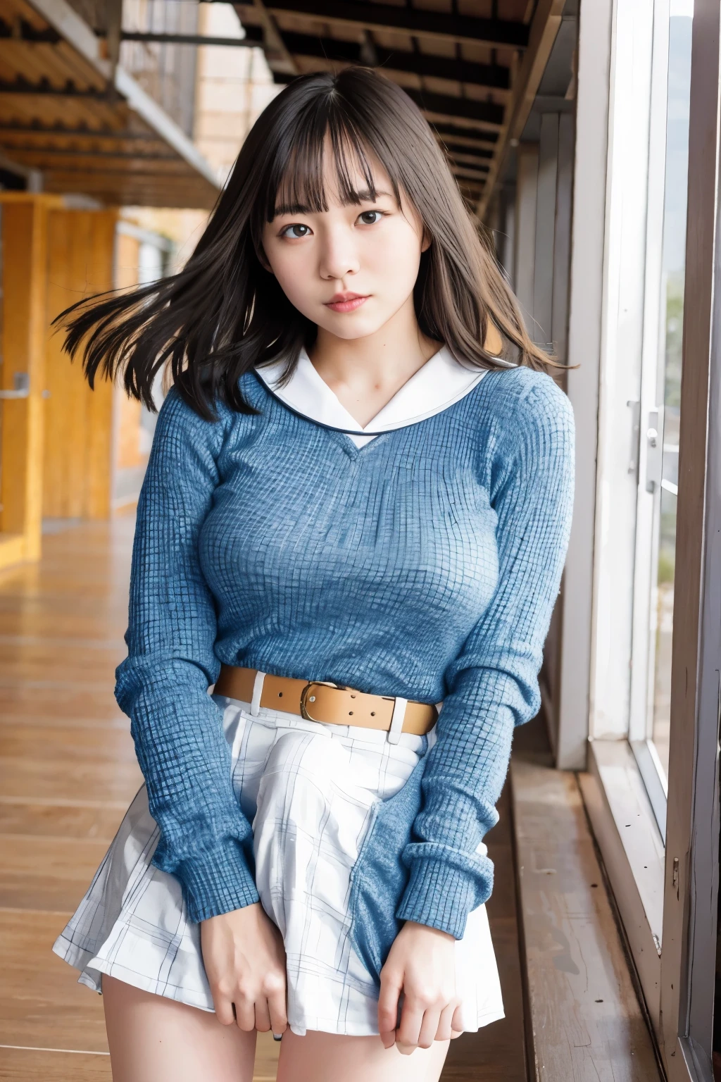 (((One girl,alone))),(Highly realistic photos, High resolution, Detailed face, Beautiful Eyes) Japanese women, 21 years old, Cute Face, alone:1, Nice body, Medium chest, ,Hairstyle, Take a photo book,,Healthy Body,Thighine Fujiko,Flip up your skirt、Showing panties